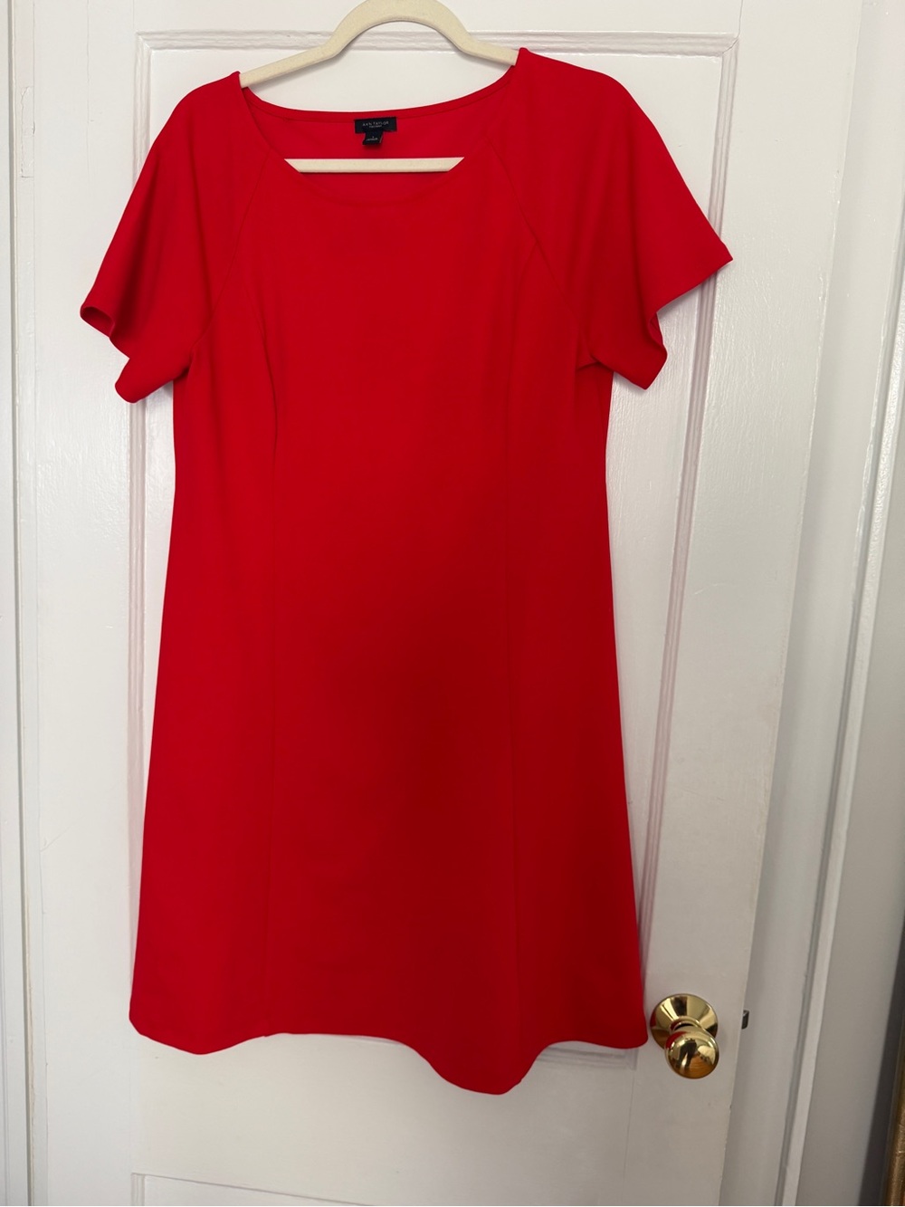 Ann Taylor Bold Red Short-Sleeve Shift Dress